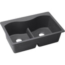 Elkay ELXLB3322CH0 Elkay Quartz Luxe 33' x 22' x 9-1/2' Double Bowl Top Mount Sink with Aqua Divide, Charcoal