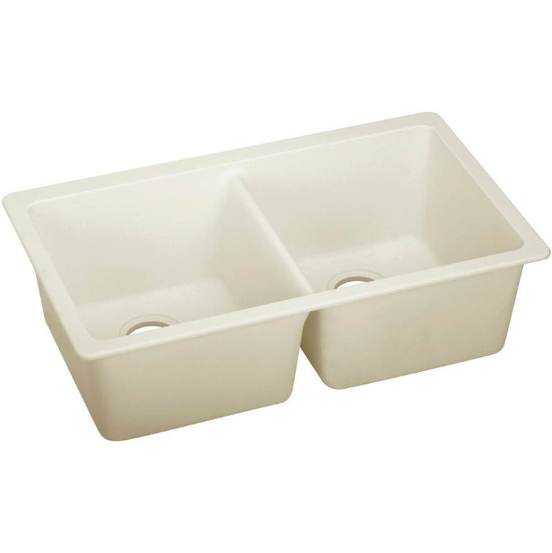 Elkay ELXU3322PA0 Elkay Quartz Luxe 33' x 18-3/4' x 9-1/2' Double Bowl Undermount Sink, Parchment