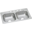 Elkay D23322MR2 22 Gauge Stainless Steel 33" x 22" x 6.5625" Double Bowl Top Mount Kitchen Sink