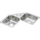 Elkay DE217324 20 Gauge Stainless Steel 31.875" x 31.875" x 7" Double Bowl Top Mount Corner Kitchen Sink