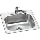 Elkay DSE125223DFBG 20 Gauge Stainless Steel 25" x 22" x 8.0625" Single Bowl Top Mount Kitchen Sink Kit