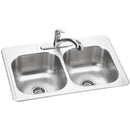 Elkay DSE233223DFBG 20 Gauge Stainless Steel 33" x 22" x 8.0625" Double Bowl Top Mount Kitchen Sink Kit