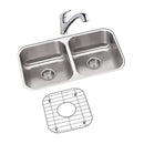 Elkay DXUH3118DFBG 18 Gauge Stainless Steel 31.75" x 18.25" x 8" Double Bowl Undermount Kitchen Sink Kit