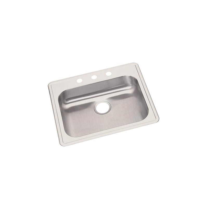 Elkay GE125222 22 Gauge Stainless Steel 25" x 22" x 5.375" Single Bowl Top Mount Kitchen Sink