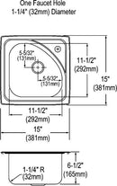 Elkay BLGR15151 18 Gauge Stainless Steel 15' x 15' x 6.53125' Single Bowl Top Mount Bar/Prep Sink