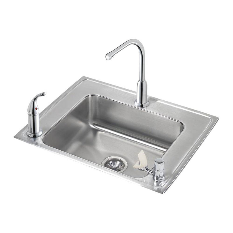 Elkay DRKAD282255RC 18 Gauge Stainless Steel 28' x 22' x 5.5' Single Bowl Top Mount Sink Kit
