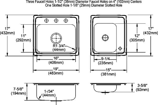 Elkay DRKR23417R4 18 Gauge Stainless Steel 34' x 17' x 7.5' Double Bowl Top Mount Sink