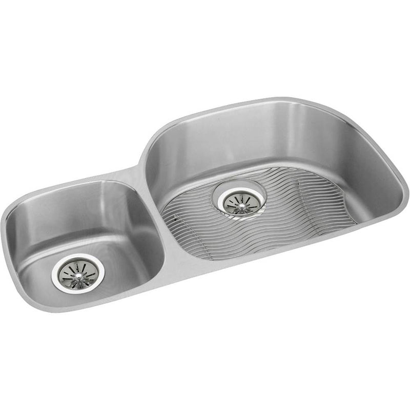 Elkay ELUH362110LDBG 18 Gauge Stainless Steel 36.25' x 21.125' x 10' Double Bowl Undermount Kitchen Sink Kit