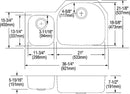 Elkay ELUH3621L 18 Gauge Stainless Steel 36.25' x 21.125' x 7.5' Double Bowl Undermount Kitchen Sink