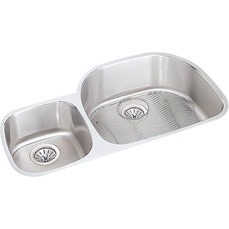 Elkay ELUH3621LDBG 18 Gauge Stainless Steel 36.25' x 21.125' x 7.5' Double Bowl Undermount Kitchen Sink Kit