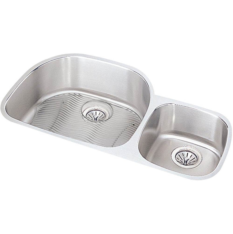 Elkay ELUH3621RDBG 18 Gauge Stainless Steel 36.25' x 21.125' x 7.5' Double Bowl Undermount Kitchen Sink Kit