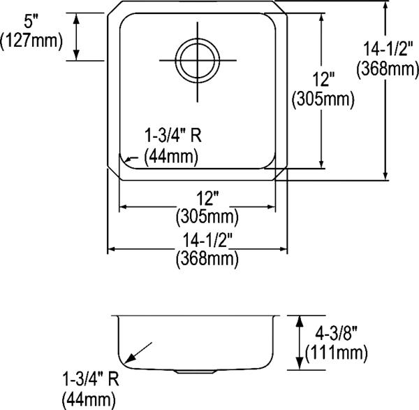 Elkay ELUHAD121245 18 Gauge Stainless Steel 14.5' x 14.5' x 4.375' Single Bowl Undermount Kitchen Sink