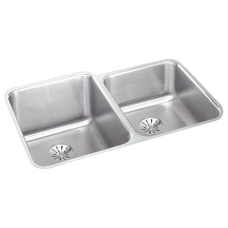 Elkay ELUHAD312050RPD 18 Gauge Stainless Steel 31.25' x 20.5' x 4.875' Double Bowl Undermount Kitchen Sink Kit