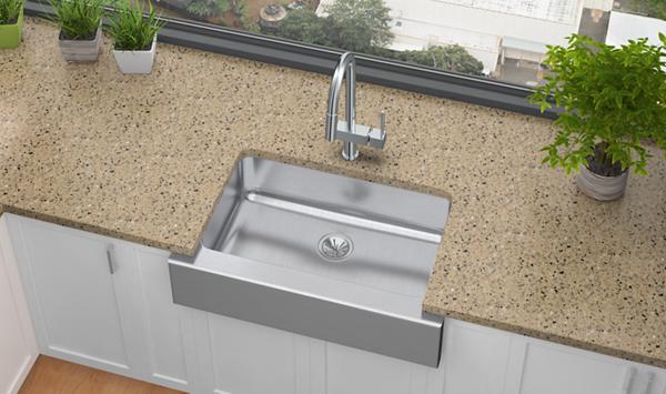 Elkay ELUHFS2816 18 Gauge Stainless Steel 33' x 20.5' x 8' Single Bowl Farmhouse Undermount Kitchen Sink