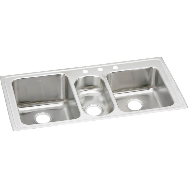 Elkay LGR43221 18 Gauge Stainless Steel 43' x 22' x 10' Triple Bowl Top Mount Kitchen Sink
