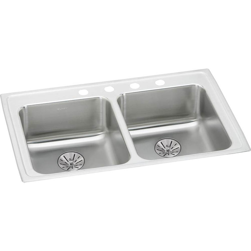 Elkay LRAD331965PD2 18 Gauge Stainless Steel 33' x 19.5' x 6.5' Double Bowl Top Mount Kitchen Sink Kit