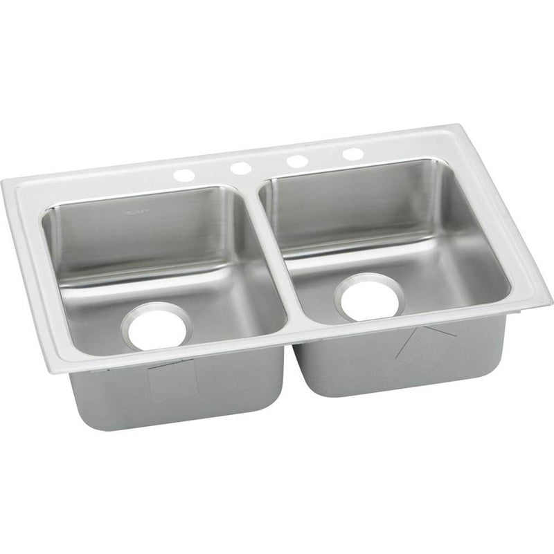 Elkay LRADQ3321602 18 Gauge Stainless Steel 33' x 21.25' x 6' Double Bowl Top Mount Kitchen Sink