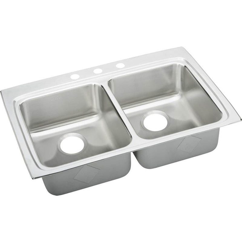 Elkay LRADQ3322654 18 Gauge Stainless Steel 33' x 22' x 6.5' Double Bowl Top Mount Kitchen Sink