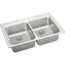 Elkay LRADQ332265PD3 18 Gauge Stainless Steel 33' x 22' x 6.5' Double Bowl Top Mount Kitchen Sink Kit