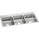 Elkay LTR46221 18 Gauge Stainless Steel 46' x 22' x 7.625' Triple Bowl Top Mount Kitchen Sink