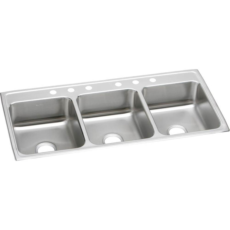 Elkay LTR46224 18 Gauge Stainless Steel 46' x 22' x 7.625' Triple Bowl Top Mount Kitchen Sink