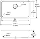 Elkay PODUH2816 18 Gauge Stainless Steel 30.5' x 18.5' x 7.5' Single Bowl Undermount Outdoor Sink