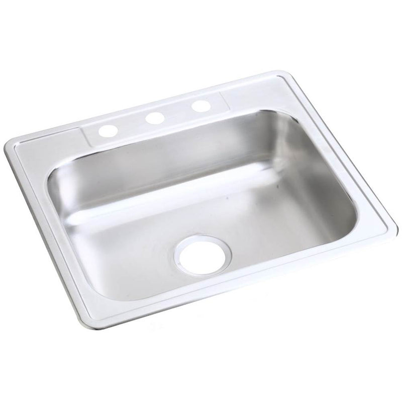 Elkay D125212 22 Gauge Stainless Steel 25" x 21.25" x 6.5625" Single Bowl Top Mount Kitchen Sink