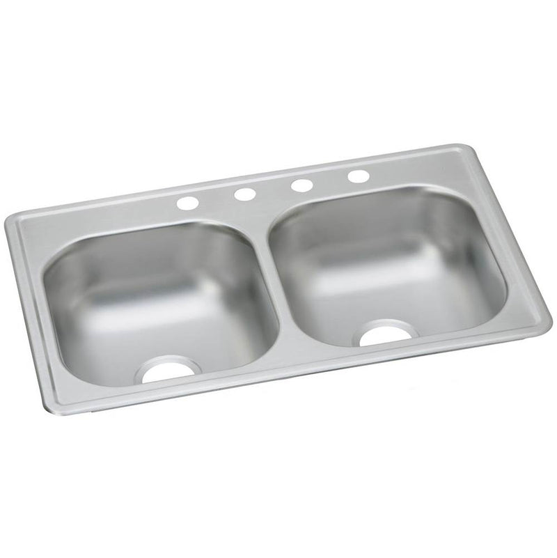 Elkay D233195 22 Gauge Stainless Steel 33" x 19" x 6.4375" Double Bowl Top Mount Kitchen Sink