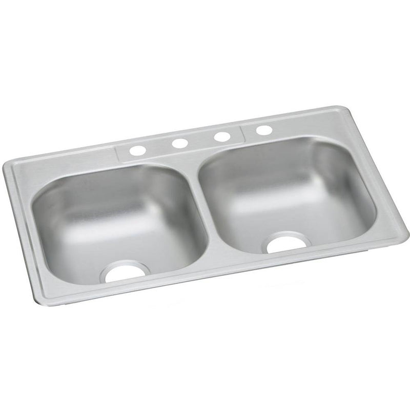 Elkay D233213 22 Gauge Stainless Steel 33" x 21.25" x 6.5625" Double Bowl Top Mount Kitchen Sink