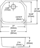 Elkay DCFU2118 18 Gauge Stainless Steel 23.5" x 21.14" x 8" Single Bowl Undermount Kitchen Sink