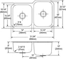 Elkay DCFU312010L 18 Gauge Stainless Steel 31.75" x 20.5" x 10" Double Bowl Undermount Kitchen Sink