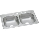 Elkay DD233221 22 Gauge Stainless Steel 33" x 22" x 7.0625" Double Bowl Top Mount Kitchen Sink