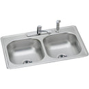 Elkay DD233224DF 22 Gauge Stainless Steel 33" x 22" x 7.0625" Double Bowl Top Mount Kitchen Sink Kit