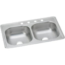 Elkay DDW50233221 22 Gauge Stainless Steel 33" x 22" x 7.0625" Double Bowl Top Mount Kitchen Sink