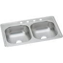 Elkay DDW50233224 22 Gauge Stainless Steel 33" x 22" x 7.0625" Double Bowl Top Mount Kitchen Sink