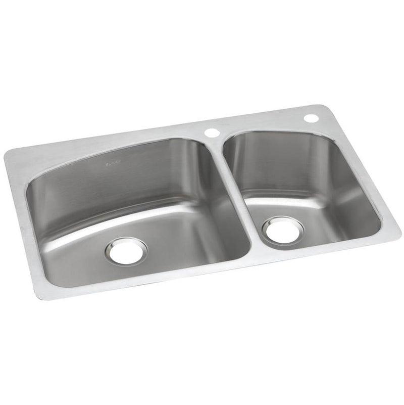 Elkay DPXSR2250R1 18 Gauge Stainless Steel 33" x 22" x 8" Double Bowl Dual Mount Kitchen Sink