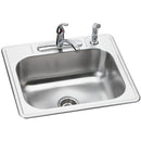 Elkay DSE125224DF 20 Gauge Stainless Steel 25" x 22" x 8.0625" Single Bowl Top Mount Kitchen Sink Kit