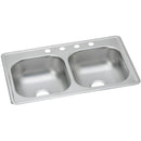 Elkay DSE233193 20 Gauge Stainless Steel 33" x 19" x 8" Double Bowl Top Mount Kitchen Sink