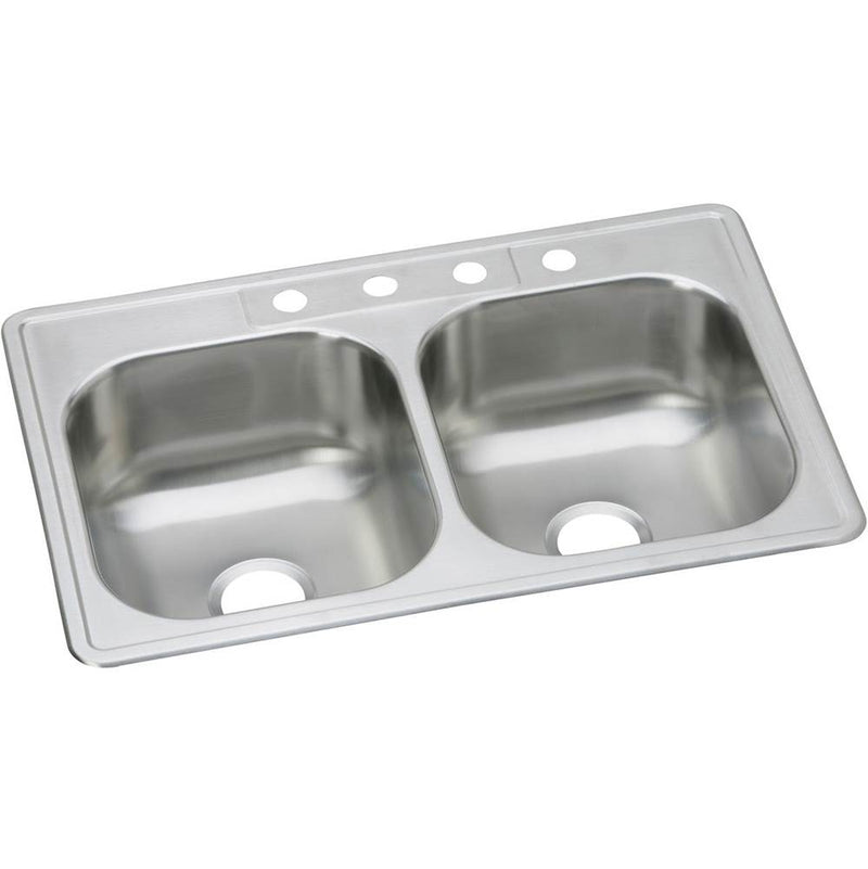 Elkay DSE233214 20 Gauge Stainless Steel 33" x 21.25" x 8.0625" Double Bowl Top Mount Kitchen Sink