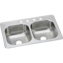 Elkay DSE23321MR2 20 Gauge Stainless Steel 33" x 21.25" x 8.0625" Double Bowl Top Mount Kitchen Sink
