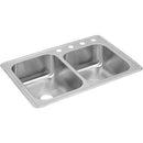 Elkay DXR250RS2 18 Gauge Stainless Steel 33" x 22" x 8.1875" Double Bowl Top Mount Kitchen Sink