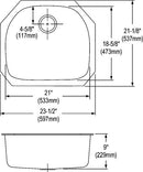 Elkay DXUH21189 18 Gauge Stainless Steel 23.5" x 21.1071" x 9" Single Bowl Undermount Kitchen Sink