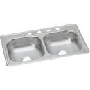 Elkay KW5023322MR2 23 Gauge Stainless Steel 33" x 22" x 6.0625" Double Bowl Top Mount Kitchen Sink