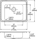 Elkay DRKAD282265R 18 Gauge Stainless Steel 28' x 22' x 6.5' Single Bowl Top Mount Sink
