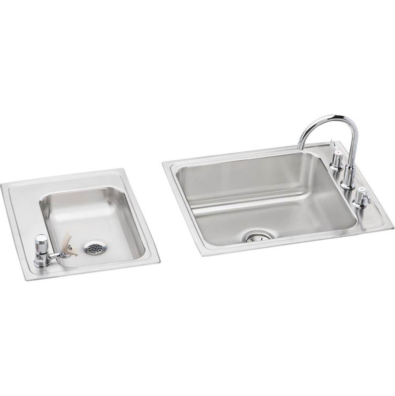 Elkay DRKR24119LC 18 Gauge Stainless Steel 41' x 19.5' x 7.625' Double Bowl Top Mount Sink Kit