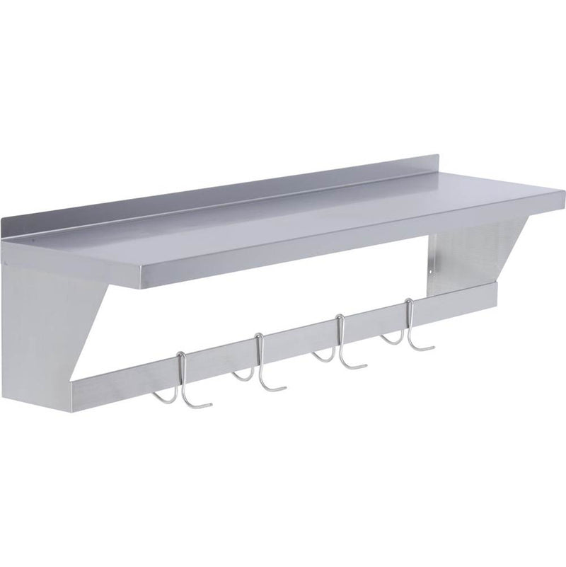 Elkay SLW-S-60X Standard Wall Mounted  Shelf with Pot Rack, 60 (L) X 12 (W) X 10 (H) Over All