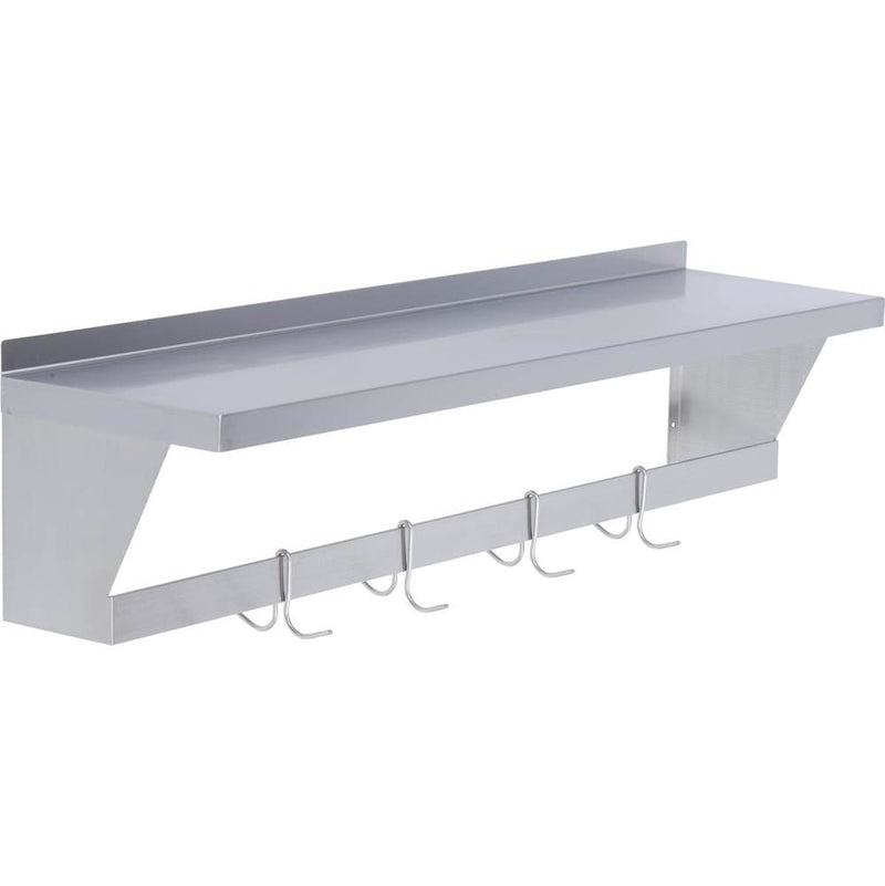 Elkay SLW-S-72X Standard Wall Mounted  Shelf with Pot Rack, 72 (L) X 12 (W) X 10 (H) Over All
