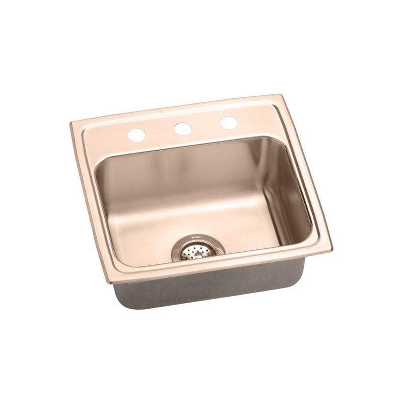 Elkay DLR1919100-CU 18 Gauge CuVerro antimicrobial copper 19.5' x 19' x 10.125' Single Bowl Top Mount Sink