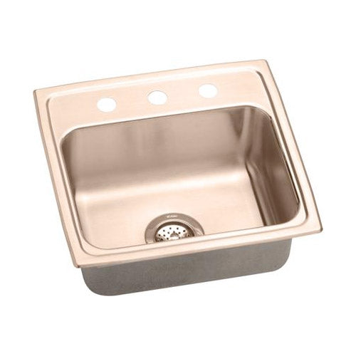 Elkay DLR191910OS4-CU 18 Gauge CuVerro antimicrobial copper 19.5' x 19' x 10.125' Single Bowl Top Mount Sink