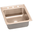 Elkay DLR2022100-CU 18 Gauge CuVerro Antimicrobial Copper 19.5' x 22' x 10.125' Single Bowl Top Mount Sink